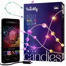 Twinkly Lampki choinkowe Twinkly Twinkly Candies – 100 Lampki w kształcie pereł RGB LEDs, zielony przewód, USB-C