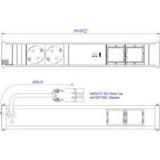 Bachmann BACHMANN CONI 2xCEE7/3 1xUSB C 60W, gniazdo uziemienia wtyczka GST18