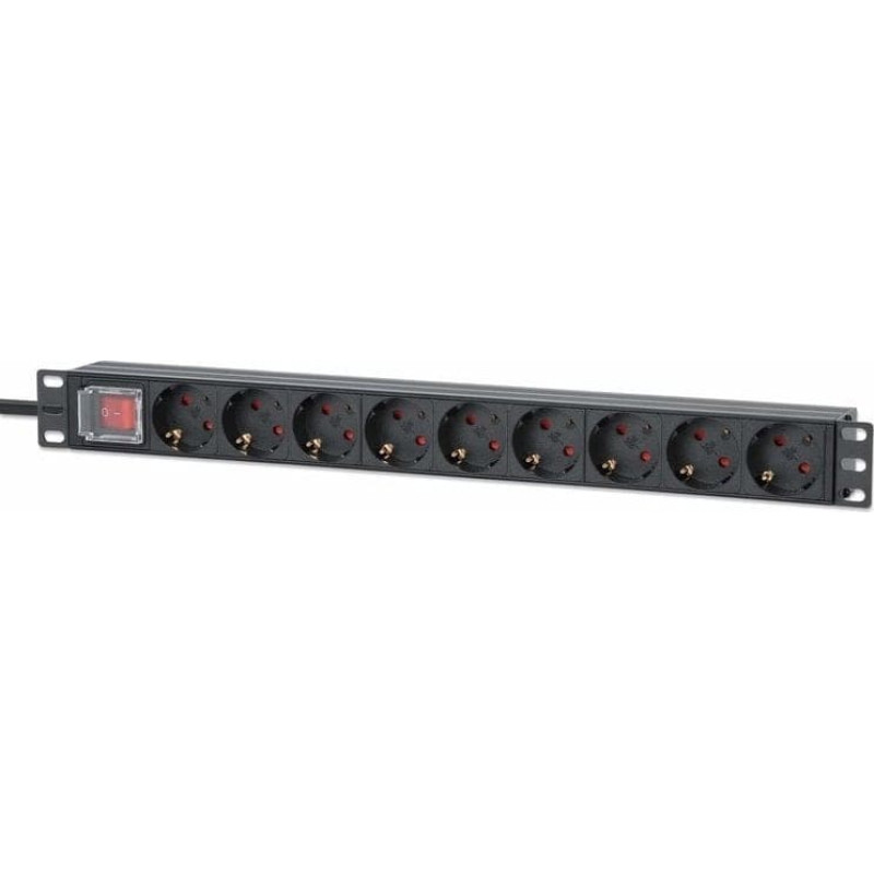 Triton Intellinet 715133 rozdzielacz zasilania PDU 9 x gniazdo sieciowe 1U Czarny