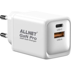 Allnet Z ALLNET Ersatznetzteil QC USB-C PD GaN Netzteil Power Supply45Watt 1x USB Typ-A QC 1x USB Typ-C**EU PLUG**