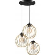 Lamkur Lampa wisząca Lamkur Lamkur Zoya 45443 lampa wisząca zwis metalowa loft klatka 3x60W E27 czarna/złota