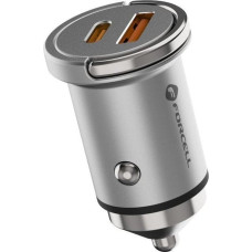 Forcell Ładowarka ForCell FORCELL F-ENERGY Mini ładowarka samochodowa Typ C + USB A PD QC3.0 5A 30W srebrna