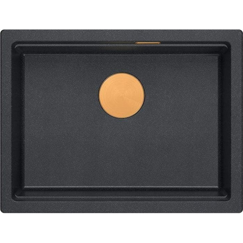 Graniteq Zlewozmywak GraniteQ LOGAN 100 GraniteQ zlewozmywak black diamond 59,5x45,1x21,5 cm 1-komorowy podwieszany z syfonem manualnym miedziany