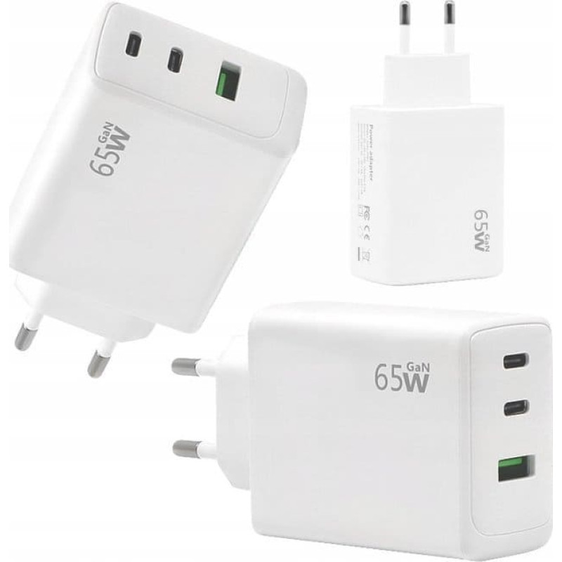 Vega Ładowarka Vega ECOBOX ŁADOWARKA SIECIOWA PD 2xUSB-C 1xUSB  65W CZARNY  FAST CHARGE>