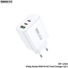 Remax Ładowarka Remax ŁAD SIEC REMAX KIDDY SERIES 40W RP-U123 1xUSB/2xUSB-C WHITE