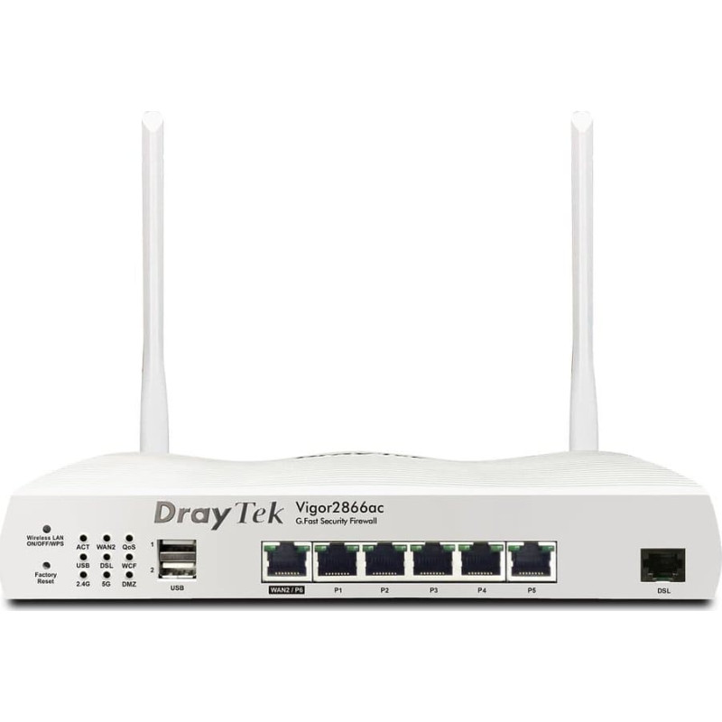 Draytek Router DrayTek Draytek Vigor 2866AX: Gfast Modem-Firewall router bezprzewodowy Gigabit Ethernet Dual-band (2.4 GHz/5 GHz) Szary