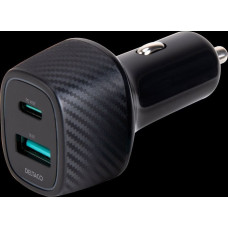 Deltaco Ładowarka Deltaco USB automobilinis kroviklis DELTACO 1x USB-A 18 W, 1x USB-C PD 45 W, viso 63 W / USBC-CAR123