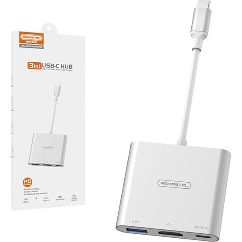 Vega Adapter USB Vega ADAPTER HOST USB-C SOMOSTEL SMS-BZ07 PD 60W 1XTYP-C 1XUSB 1XHDMI DEX HUB>