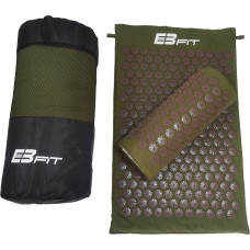 Eb Fit MATA Z PODUSZKĄ DO AKUPRESURY JOGI MASAŻU ZIELONO BRĄZOWA 68x42x2CM EB FIT