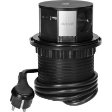 Orno Gniazdo Orno OR-GM-9017 meblowe O10cm wysuwane z blatu z ładowarką indukcyjną ładowarką USB i przewodem 15m 3x2P Z Qi 1.2.4 max. 10W 2xUSB QC 3.0