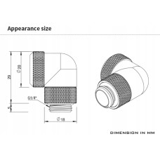 Barrow Barrow Multi-Link Adapter Anschluss 90 Grad G1/4 Zoll AG auf 12mm AD Hardtube - drehbar, silber