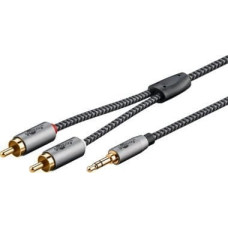 Triton Kabel TRITON Kabel przejściowy audio AUX, jack 3,5 mm na wtyczkę stereo RCA, 3 m, Sharkskin Grey - Długość kabla 3 m