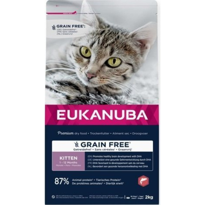 Eukanuba EUKANUBA Grain Free kitten salmon - sucha karma dla kota - 2 kg