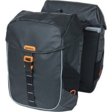 Basil Sakwa miejska podwójna BASIL MILES TARPAULIN DOUBLE PANNIER BAG MIK 34L, MIK System (ready to go), 100% wodoodporna black orange (NEW 2024)