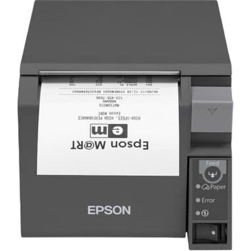 Epson Epson TM T70II (025C1) - Kvitteringsprinter - termisk linje - Rulle (7,95 cm) - 180 x 180 dpi - op til 250 mm/sek. - USB 2.0, LAN (UB-E04) - skærer - sort