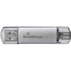 Mediarange Kombo-Speicherstick 16 GB (silber/transparent, USB-A 3.2 Gen 1, USB-C 3.2 Gen 1)