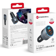 Forcell Ładowarka ForCell FORCELL F-ENERGY Alu ładowarka samochodowa 2 x Typ C + USB A PD QC4.0 SFC2.0 3A 85W szara