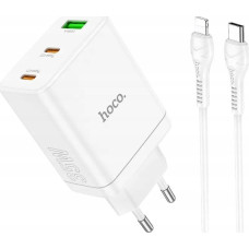 Hoco Ładowarka Hoco HOCO ładowarka sieciowa 2 x Typ C + USB A + kabel Typ C do Lightning PD QC3.0 3A 35W N33 biała