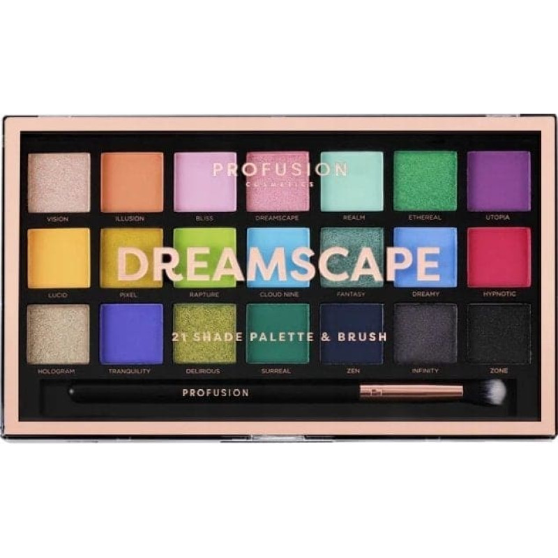 Noname PROFUSION_Eyeshadow Palette paleta 21 cieni do powiek z pędzelkiem Dreamscape