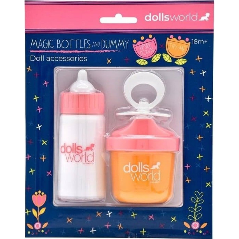 Dolls World DOLLS WORLD MAGICZNE BUTELKI MLEKO I SOK POMARAŃCZOWY I SMOCZEK