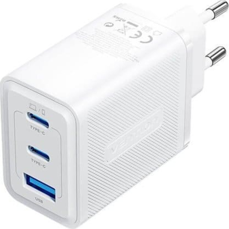 Vention Kabel zasilający Vention Ładowarka sieciowa, Vention, FERW0-EU,  2xUSB-C, USB- A, 65W/65W/30W, GaN (biała)