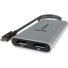 Sonnet Adapter Thunderbolt 3 > Dual DisplayPort (grau/schwarz, 30cm)