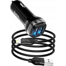 Hoco Ładowarka Hoco HOCO ładowarka samochodowa 2x USB + kabel USB A do iPhone Lightning 8-pin 2,4A Z40 czarna