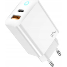 Jellico Ładowarka Jellico JELLICO ładowarka sieciowa EU13 GaN PD 30W 1xUSB-C + 1xUSB QC3.0 + kabel USB-C - Lightning Biały