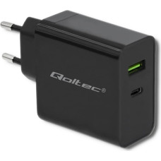 Qoltec 51717 Charger | 42W | 5-20V | 2.25-3A | USB type C PD | USB | Black