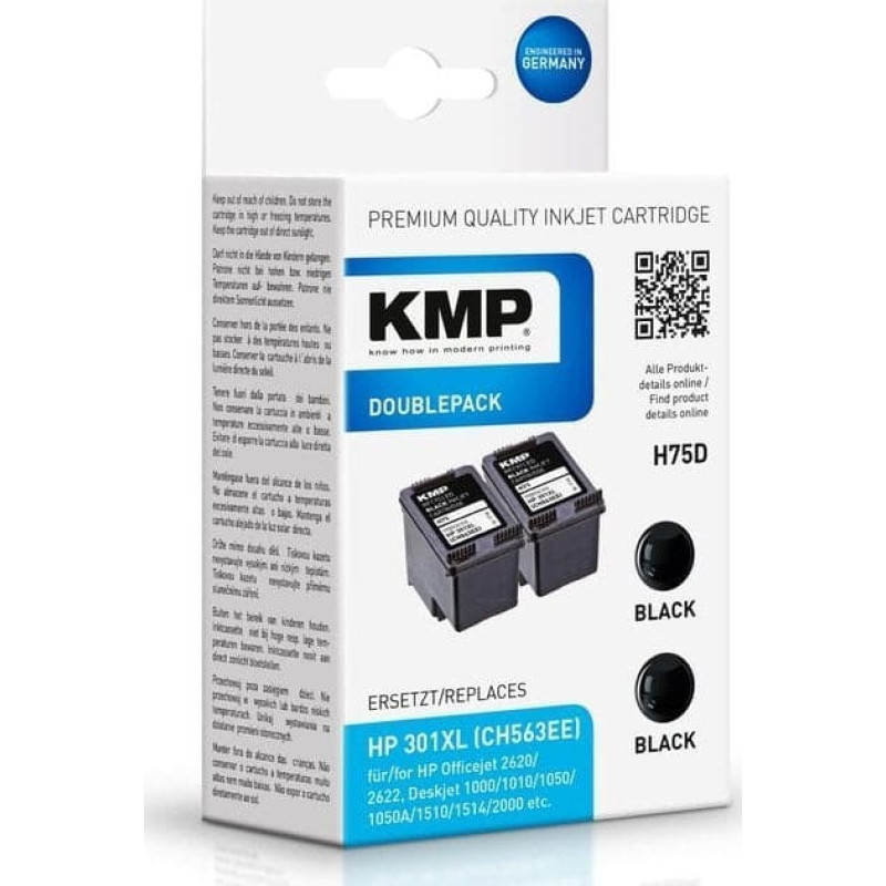 Kmp Printtechnik Ag Tusz KMP Printtechnik AG KMP Patrone HP301XL DoublePack 2x480 Seiten black kompatibel