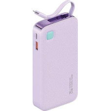 Usams UPS Usams USAMS Powerbank ze zwijanym kablem Retractable Lightning 10000 mAh PD 20W Fast Charge XY Series fioletowy/purple 10KCD22503 (US-CD225)