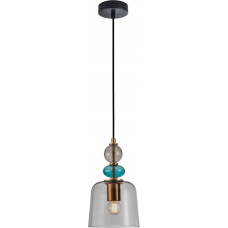 Italux Lampa wisząca Italux Italux Namos PND-27092B-MC-BRO lampa wisząca zwis nowoczesna modern metalowa szklany klosz dymiony miska 1x40W E27 czarna/multikolor