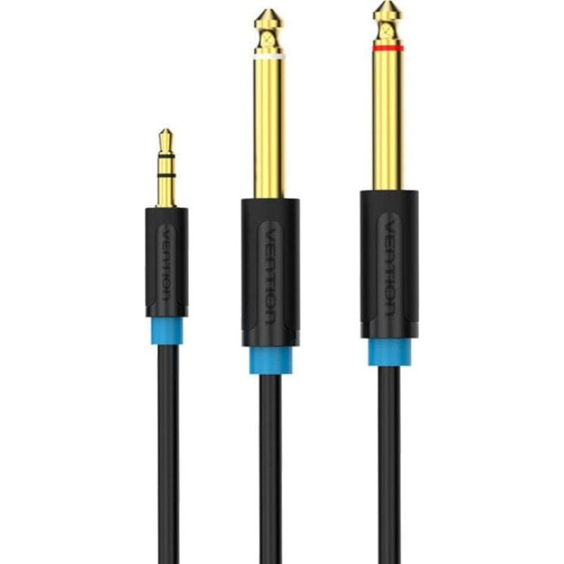 Vention Kabel Vention Kabel audio Vention BACBJ męski TRS 3,5mm na 2x męski kabel audio 6,35mm 5m czarny