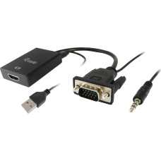 Equip Adapter AV Equip Equip VGA auf HDMI Adapter, mit Audio, schwarz, 15cm