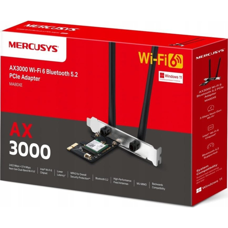 Tp-Link Karta sieciowa TP-Link Mercusys MA80XE AX3000 Dual-Band Wi-Fi 6 PCI Express Adapter