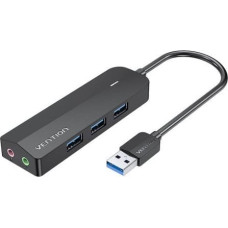 Vention HUB USB Vention Hub USB 3.0 z 3 portami, kartą dźwiękową i zasilaczem Vention CHIBB 0,15m czarny