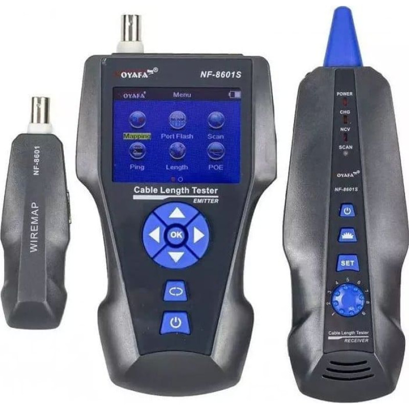 Xtendlan LAN Cable Tester TLCD8601S s LCD, koax, Cat3/Cat5E/Cat6/Cat7, UTP/STP, USB, PoE, ping, sonda, protismyčka