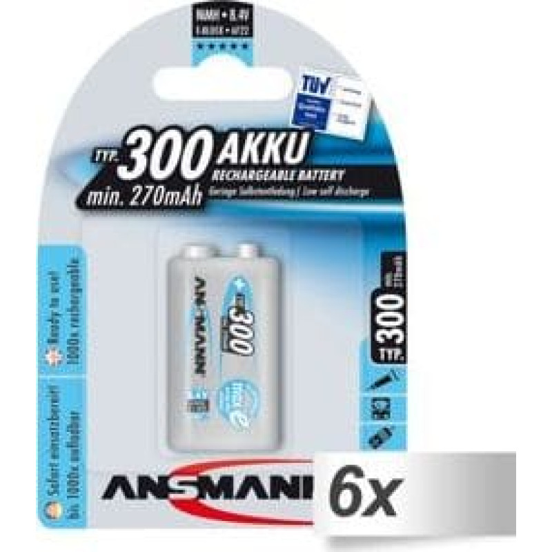 Ansmann Akumulator MaxE 9V Block 270mAh 6 szt.