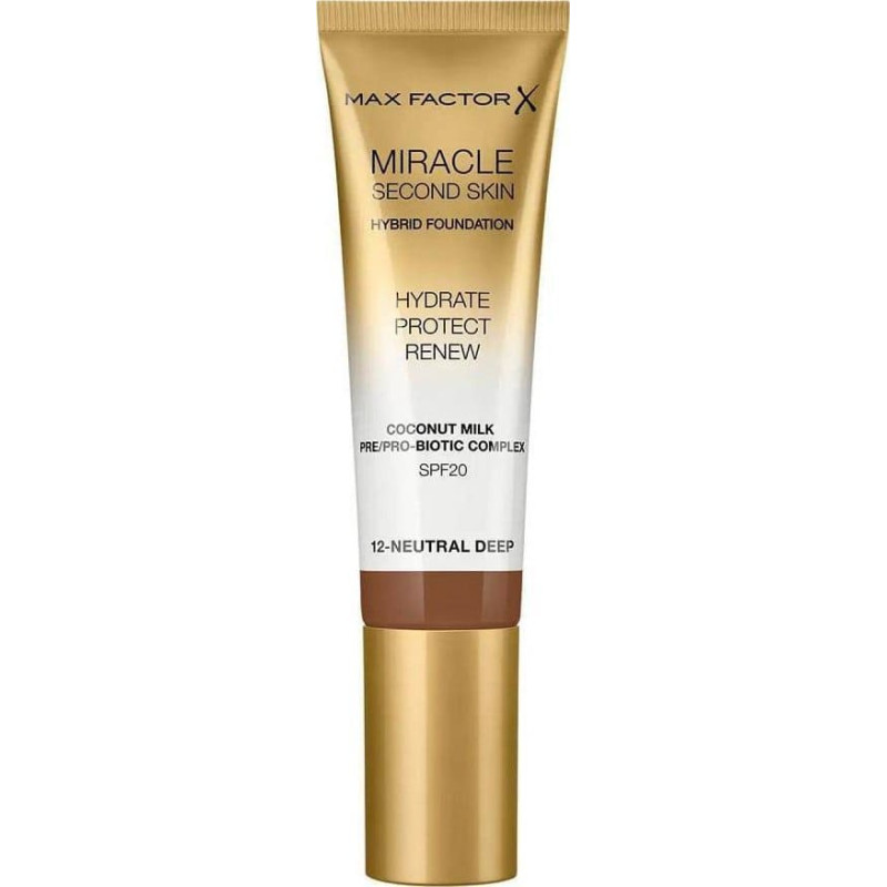 Max Factor Miracle Second Skin Hybrid Foundation podkład nawilżający z filtrem 12 Neutral Deep 30ml