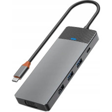 Wiwu HUB USB WiWU WiWU - HUB A921HV 9w1 USB3.0x2+USB2.0x1+SD/TF(3.0)+PD (100W)+USB-C(3.0)+HDMI(4K30HZ)+VGA1080P)