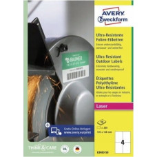 Avery Avery B3483-50, White, Rectangle, Permanent, 105 x 148 mm, A4, Teslin