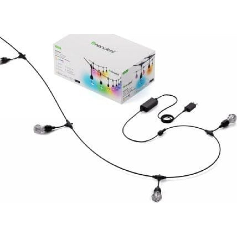 Nanoleaf Nanoleaf Essentials Smart Multicolour Outdoor String Light Starter Kit - wielokolorowe lampki zewnętrzne 30 m, 55 Lm/żarówka, 27 W 2700 K-6500 K, kontroler w zestawie (technologia Matter)