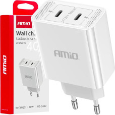 Amio Ładowarka AMiO Ładowarka sieciowa 230v 2x usb-c 40w amio-03892