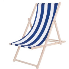 Platinet PLATINET SUMMER SUNBED LEŻAK OGRODOWY WOOD BLUE STRIP [45435]