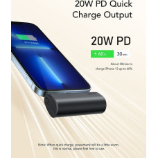 Veger Powerbank Veger VEGER powerbank 5 000 mAh z wbudowanym złączem Lightning PD QC3.0 3A 20W PlugOn (W0556P) czarny