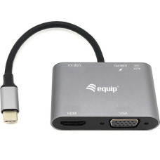 Equip Stacja/replikator Equip Equip Dock USB-C->HDMI,VGA/USB3.0,100WPD,AUX,4K60Hz 0.15m sw