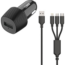 2GO Ładowarka 2GO 2GO KFZ-Ladegerät 3000mA 3in1 Micro-USB, Lightning, USB-C sw