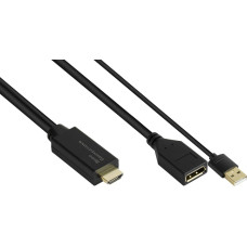 Alcasa Adapter AV Alcasa Alcasa HDMI-AD22 adapter kablowy 0,3 m HDMI Typu A (Standard) DisplayPort Czarny