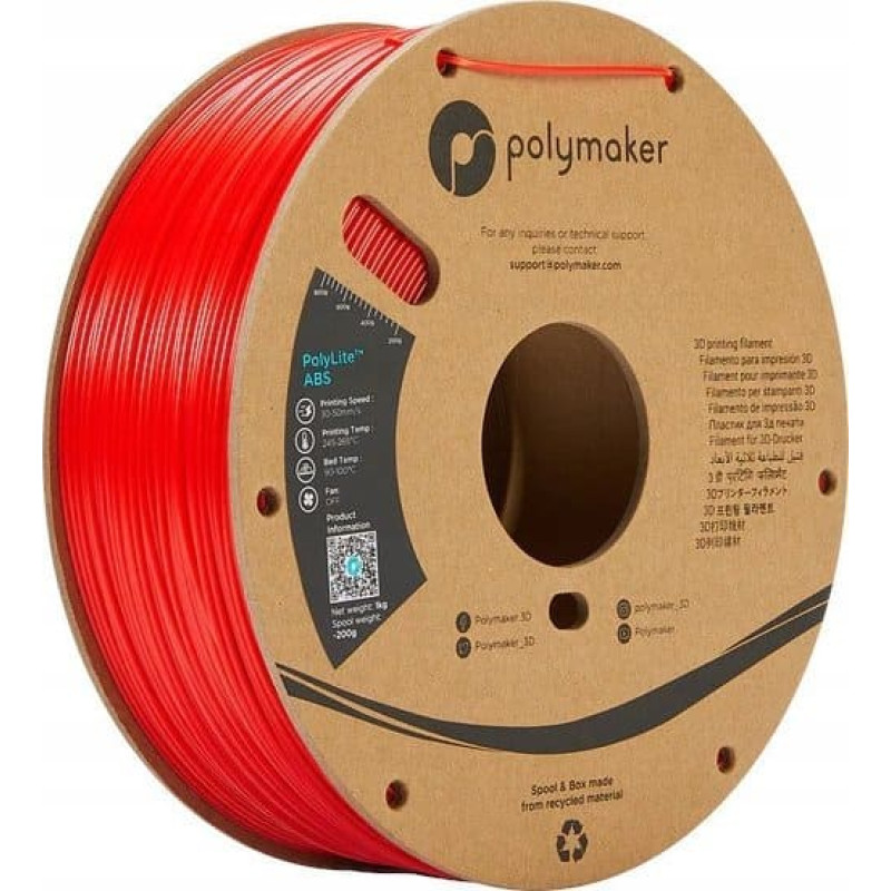 Poly Filament Polymaker PolyLite ABS 1,75mm 1kg - Red}