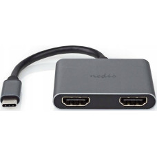 Nedis Adapter USB Nedis Nedis USB-C™ Adapter USB 3.2 Gen 1 | USB-C™ Stecker | 2x HDMI™ | | 4K@30Hz | 0.10 m | Rund | Vernickelt | PVC | Schwarz | Box